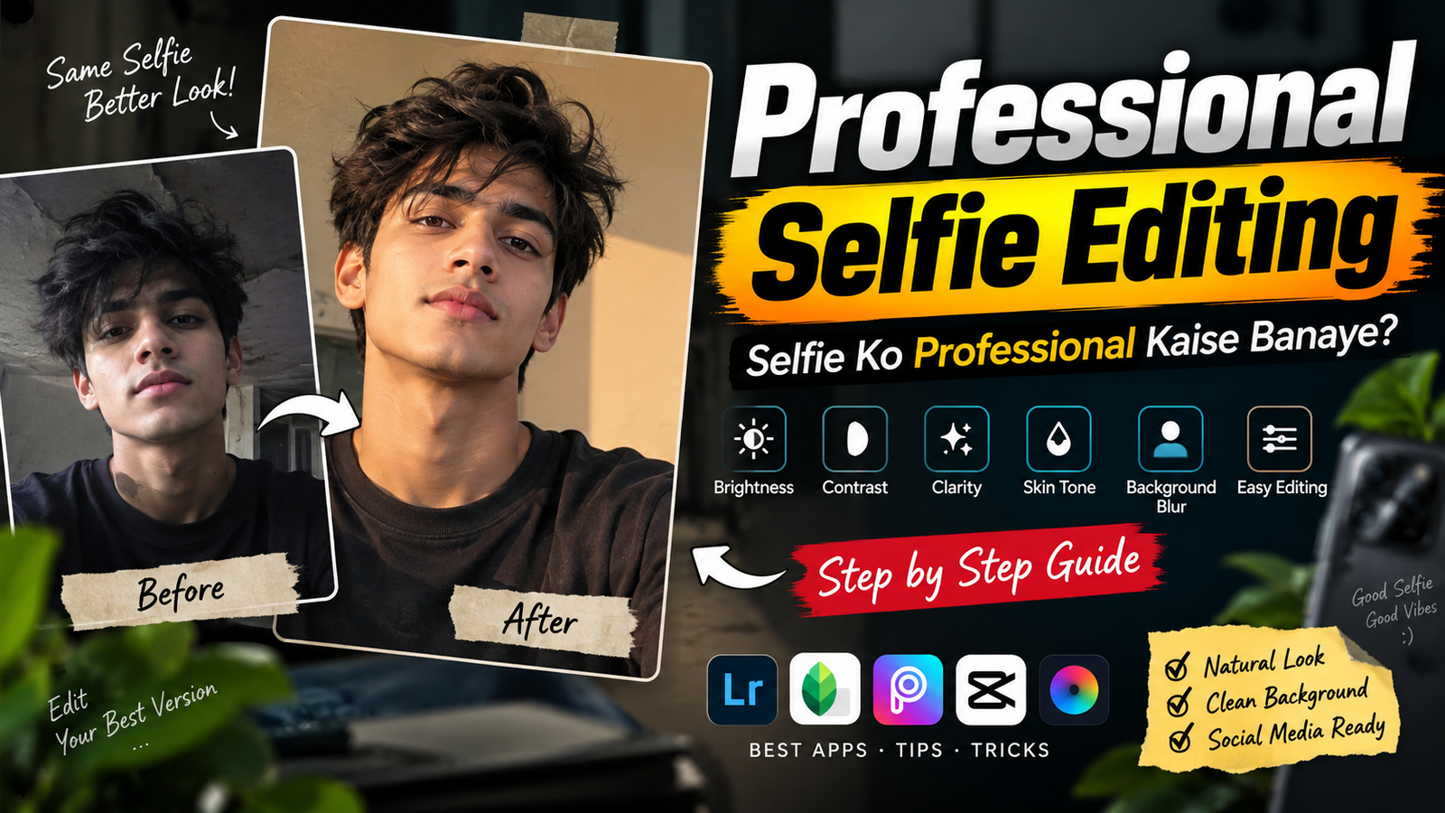 Professional selfie editing se selfie ko professional photo banane ka guide
